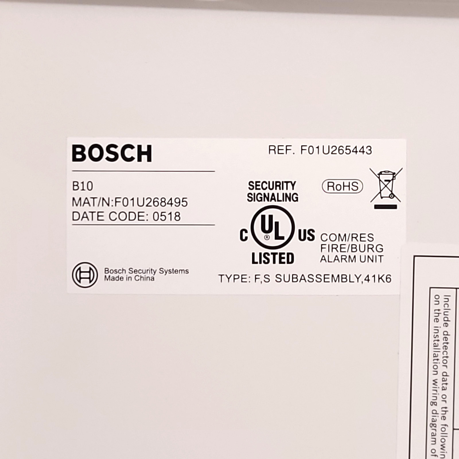 Bosch B5512 Security Control Panel + B930 Text Keypad Soft Key + B10 Enclosure