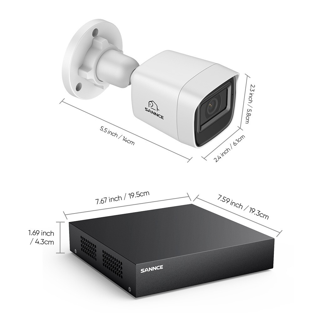 SANNCE 1080P Security Camera System 5IN1 8CH DVR CCTV Outdoor AI Human Detection