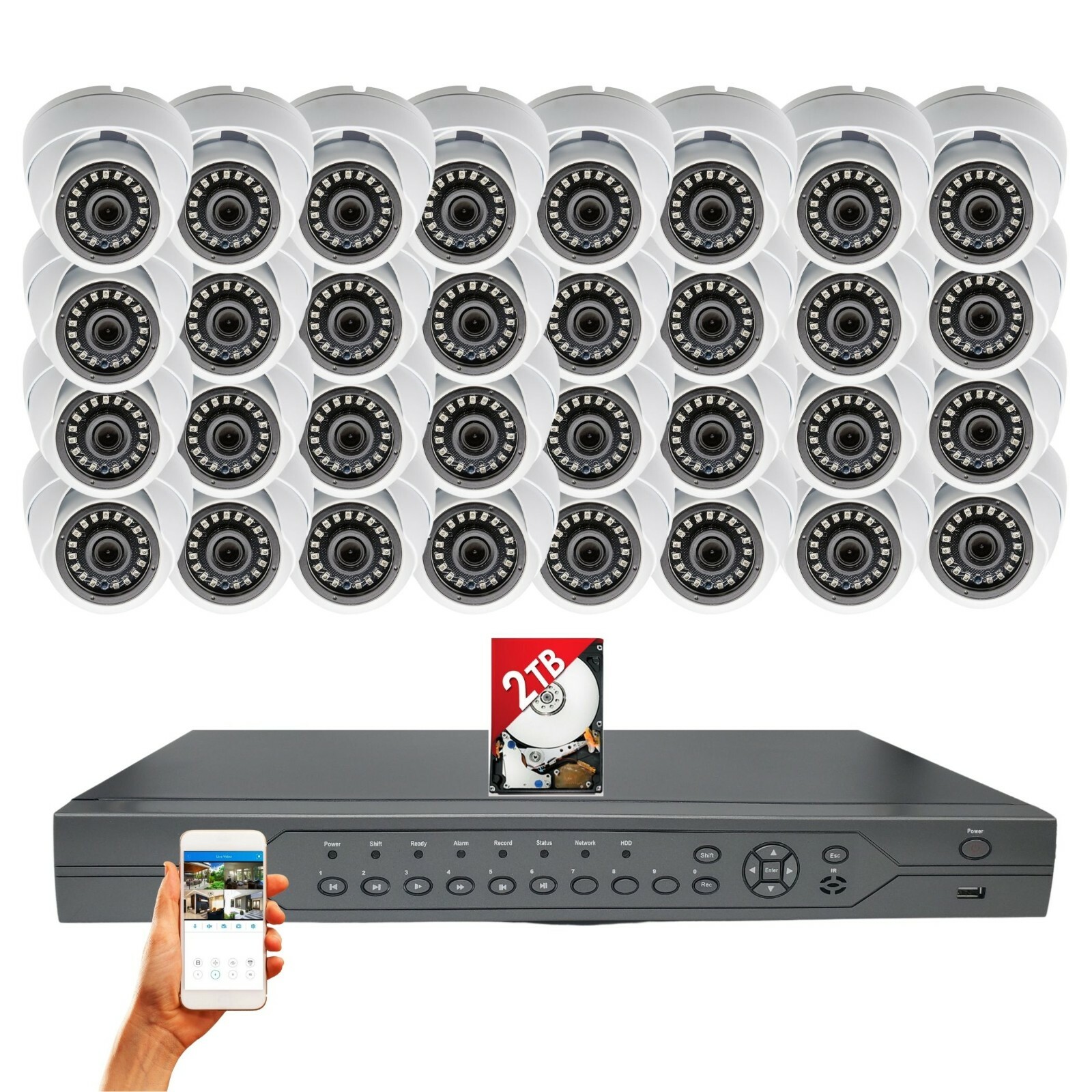 32 Channel CCTV Security Surveillance Camera Complete System with Hard Drive 2TB