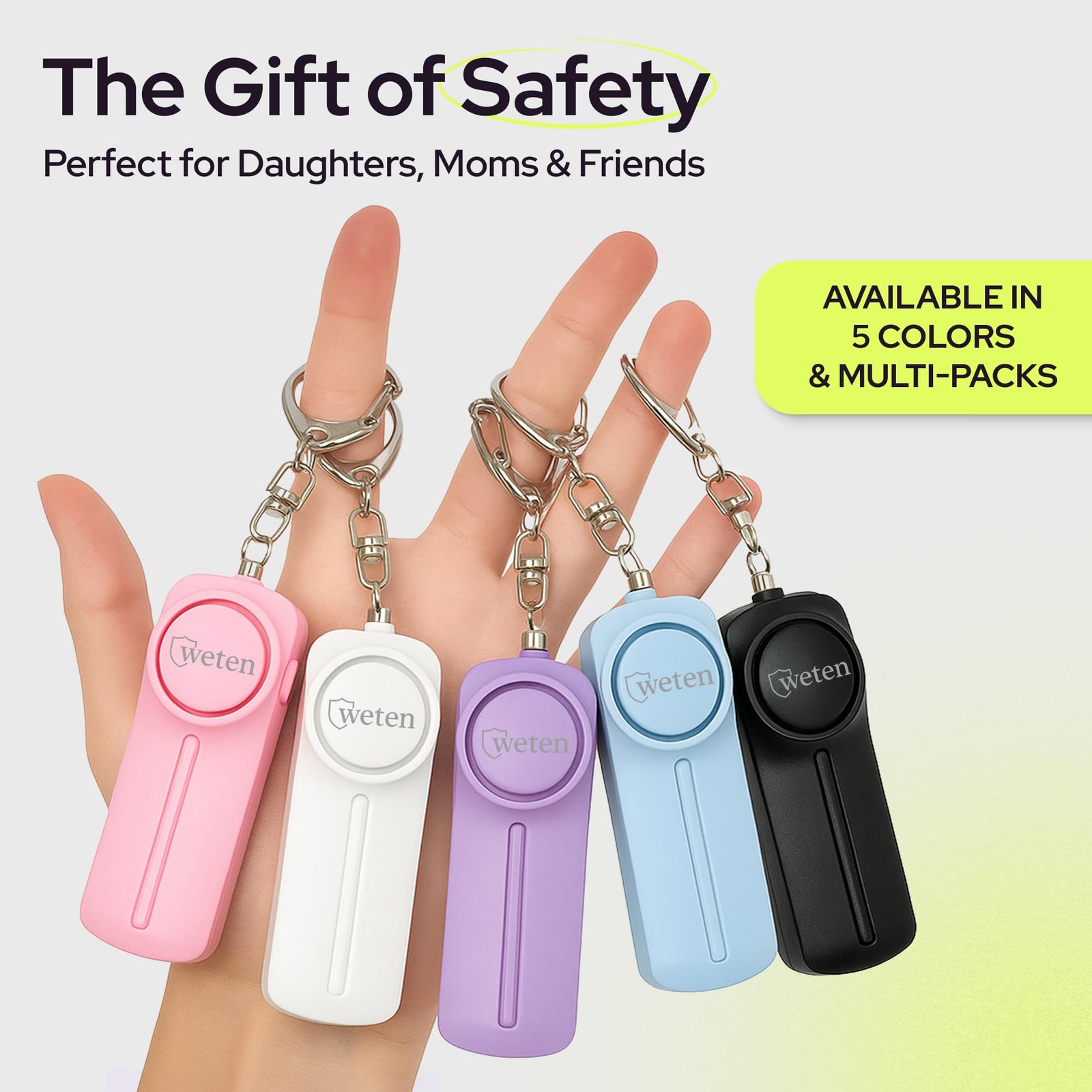 Personal Safety Alarm Keychain for Women – 3 Pack 130dB Siren, LED Light, Pan…