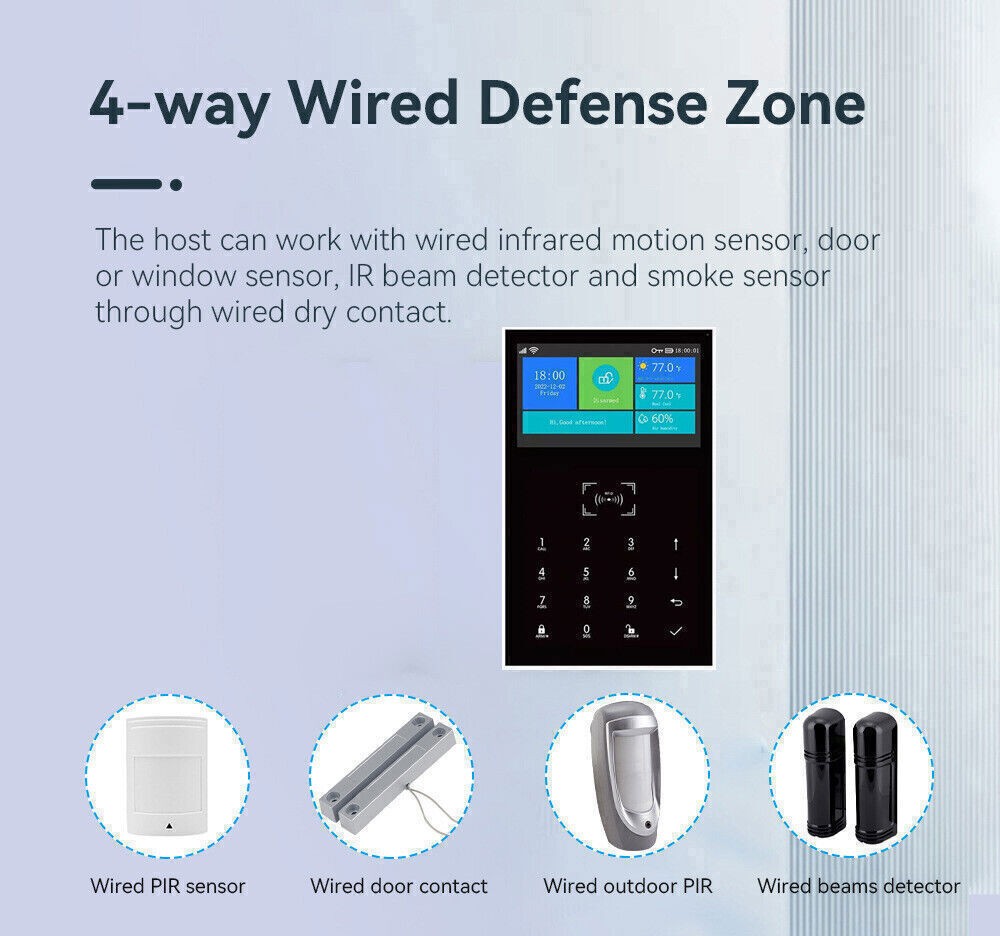 V34 Tuya APP WiFi+4G Wireless DIY Home Security Alarm System+Alexa+Google Home