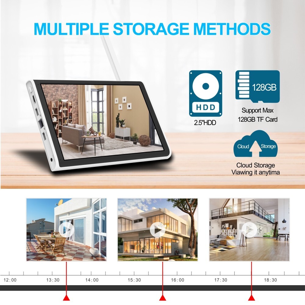 Xmeye HD 3MP 4 Channel AI Human Detection WiFi Camera Kit With 10-inch Monitor