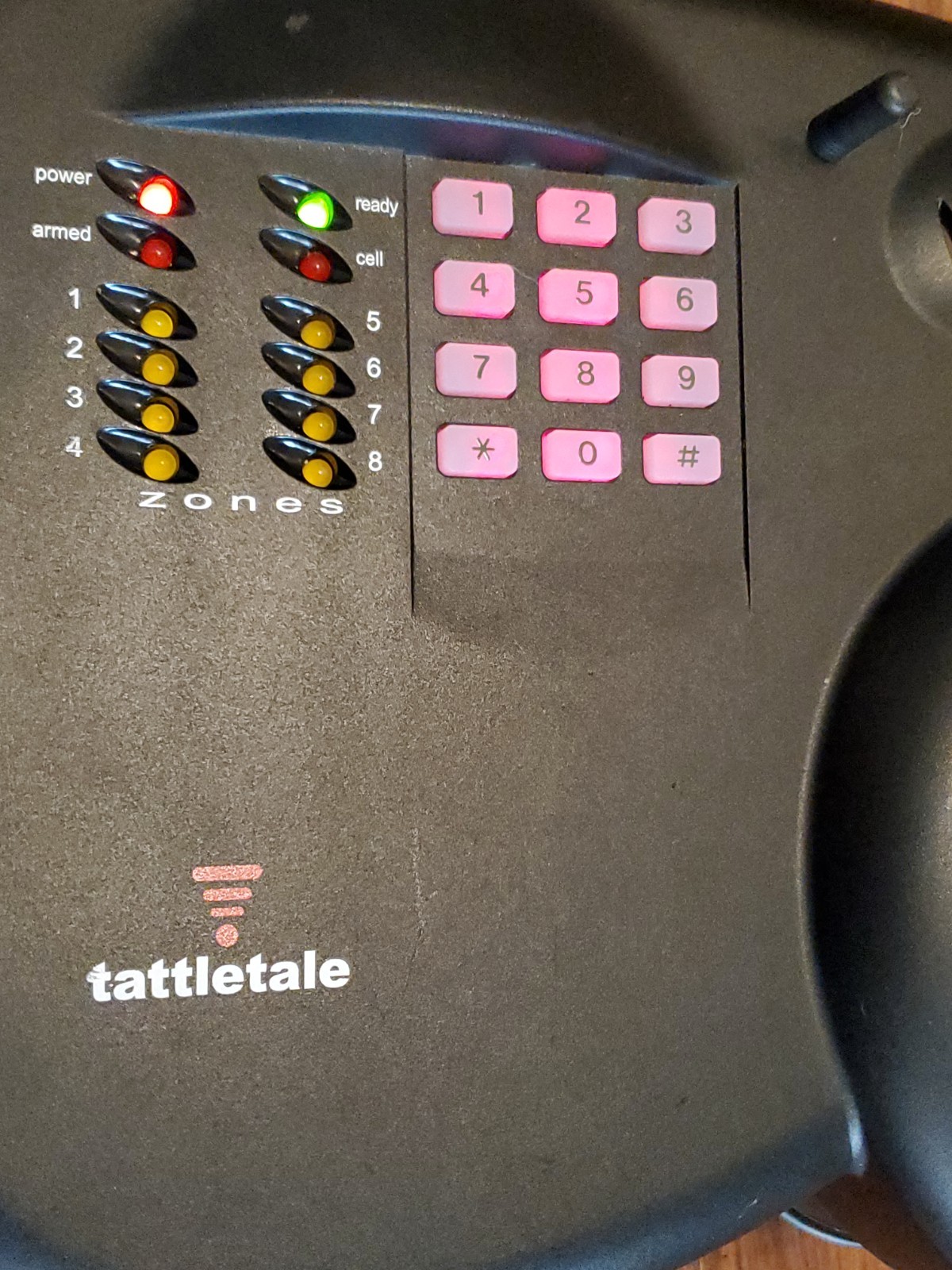 Tattletale Alarm System Base Unit + 2 Key Chain Remotes + Power Cord