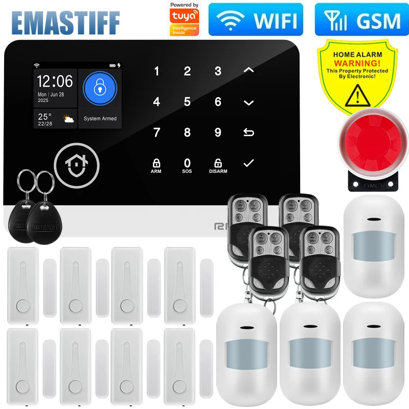 Tuya WiFi GSM Home Security Alarm System Wireless House Burglar PIR Motion Siren