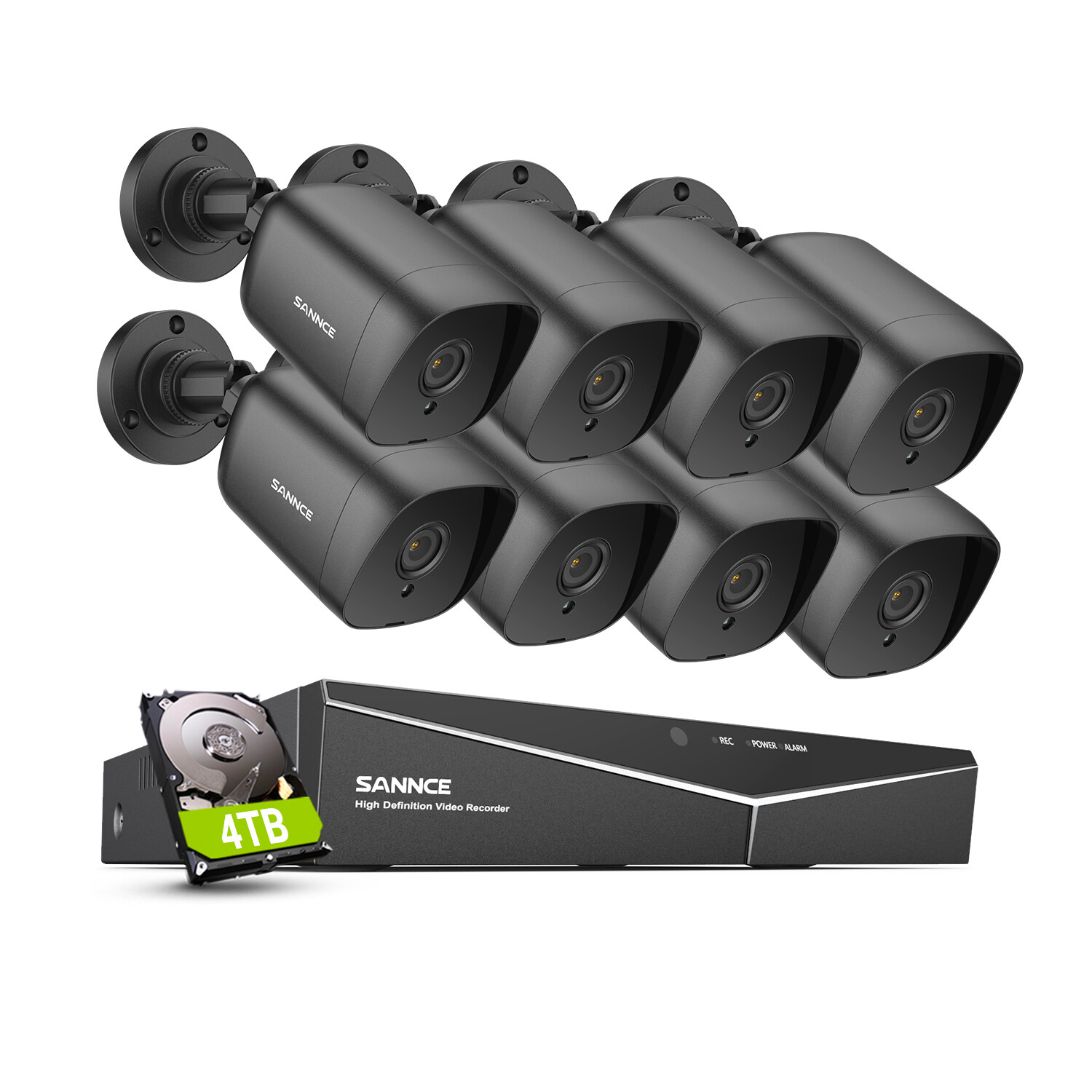 SANNCE 8CH DVR 5MP Video CCTV Security Camera System Outdoor EXIR Night Vision