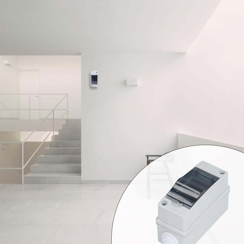Lwuey 2 Way Breaker Box, Din Rail Box MCB Distribution Protection Gray
