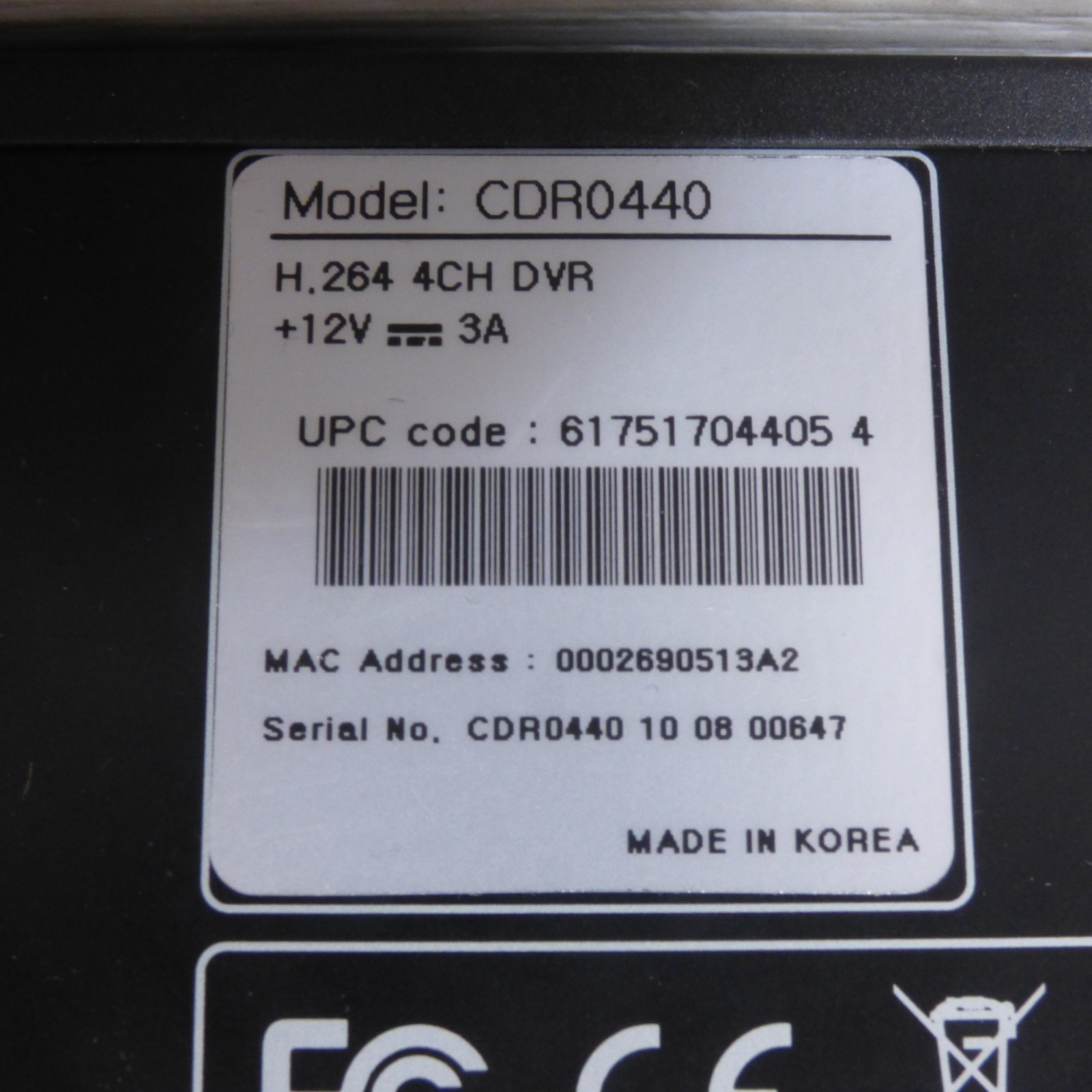 Clover CDR4040 Standalone 4 Channel DVR Digital Video Recorder