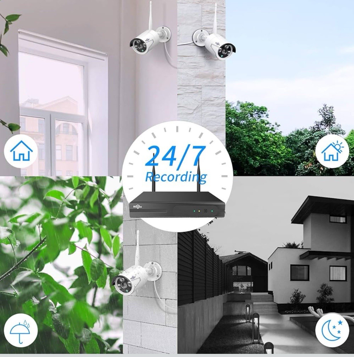 Hisseu NVR 4TB Hard Drive 1080P Security Camera System + Extras