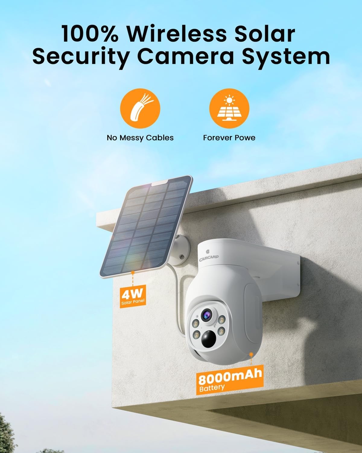 4MP WiFi Security Camera Battery Solar Panel Wireless 2Way Talk Pan-Tilt 10CHNVR
