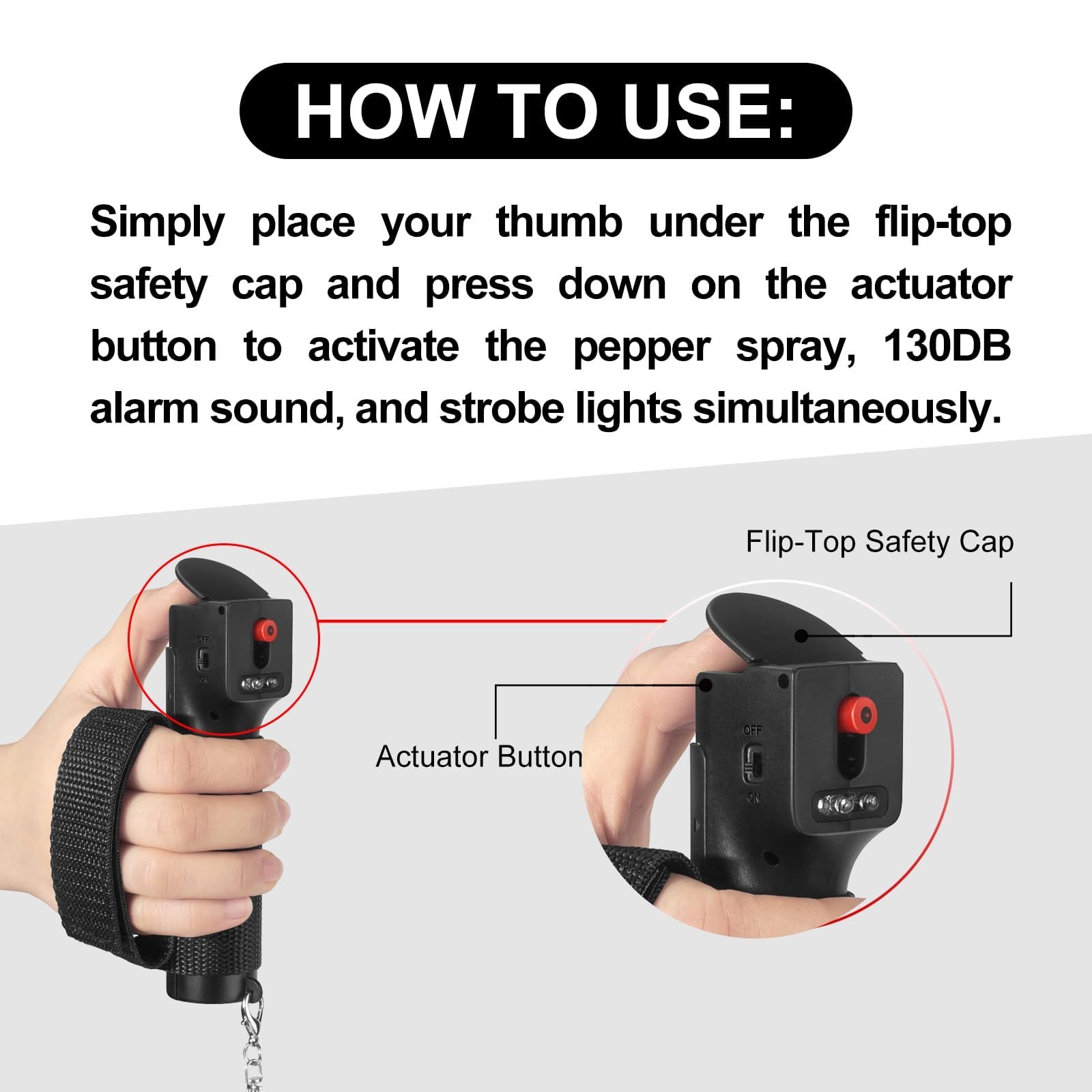 3-in-1 Pepper Spray Self Defence Personal Alarm Set for Women, Max Strength P…