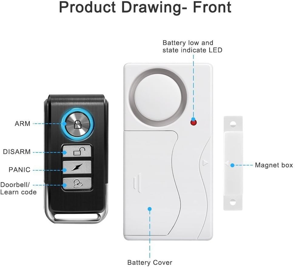 Wireless Anti-Theft Door Alarm with 105dB Sound – Remote Control Security System