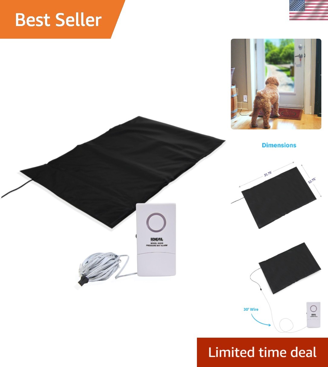 Weather-Resistant Pressure Mat Alarm with Sound Modes – Indoor/Outdoor Home Use