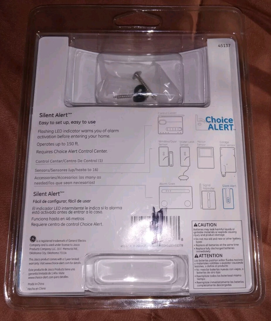 GE SILENT ALERT Wireless Alarm System Flashing LED model 45137 NEW SEALED
