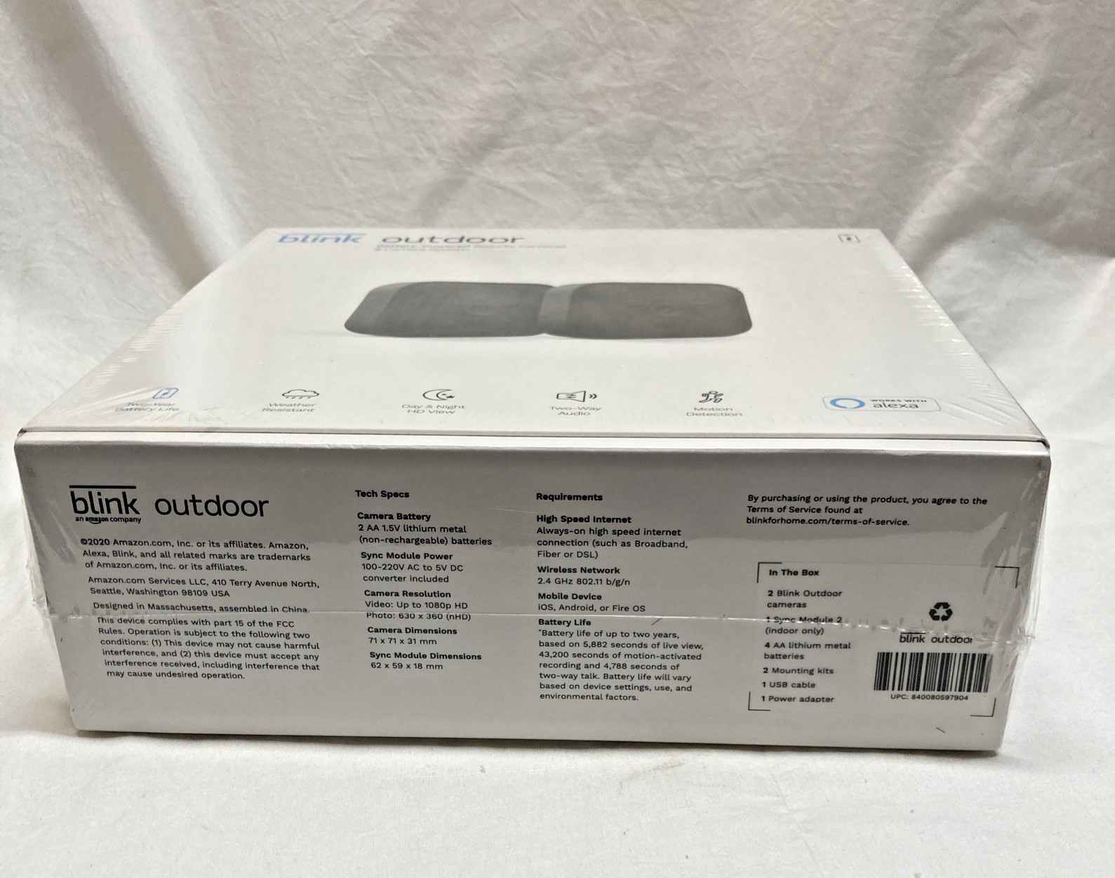 Blink Outdoor Wireless Battery Security Cameras 2-Pack, Weather Resistant, Alexa