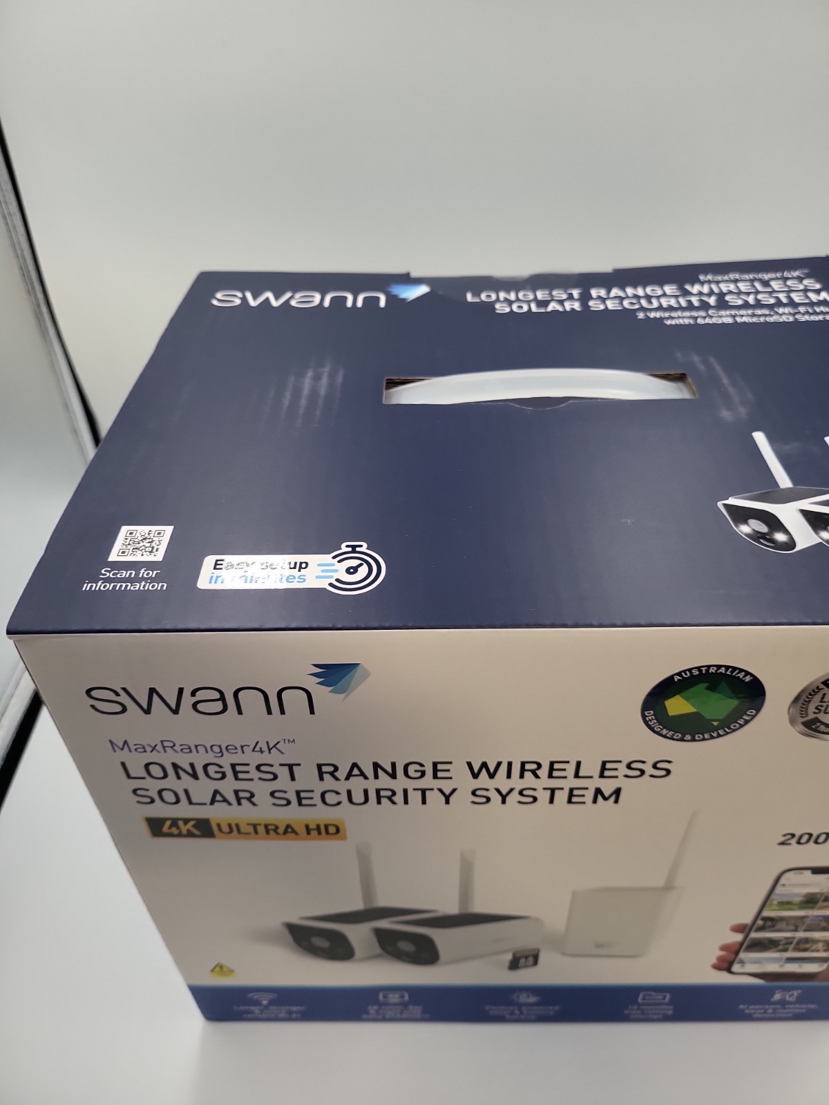 Swann MaxRanger Version 2 4K Solar Wireless Security System Base Station + 2 Cam