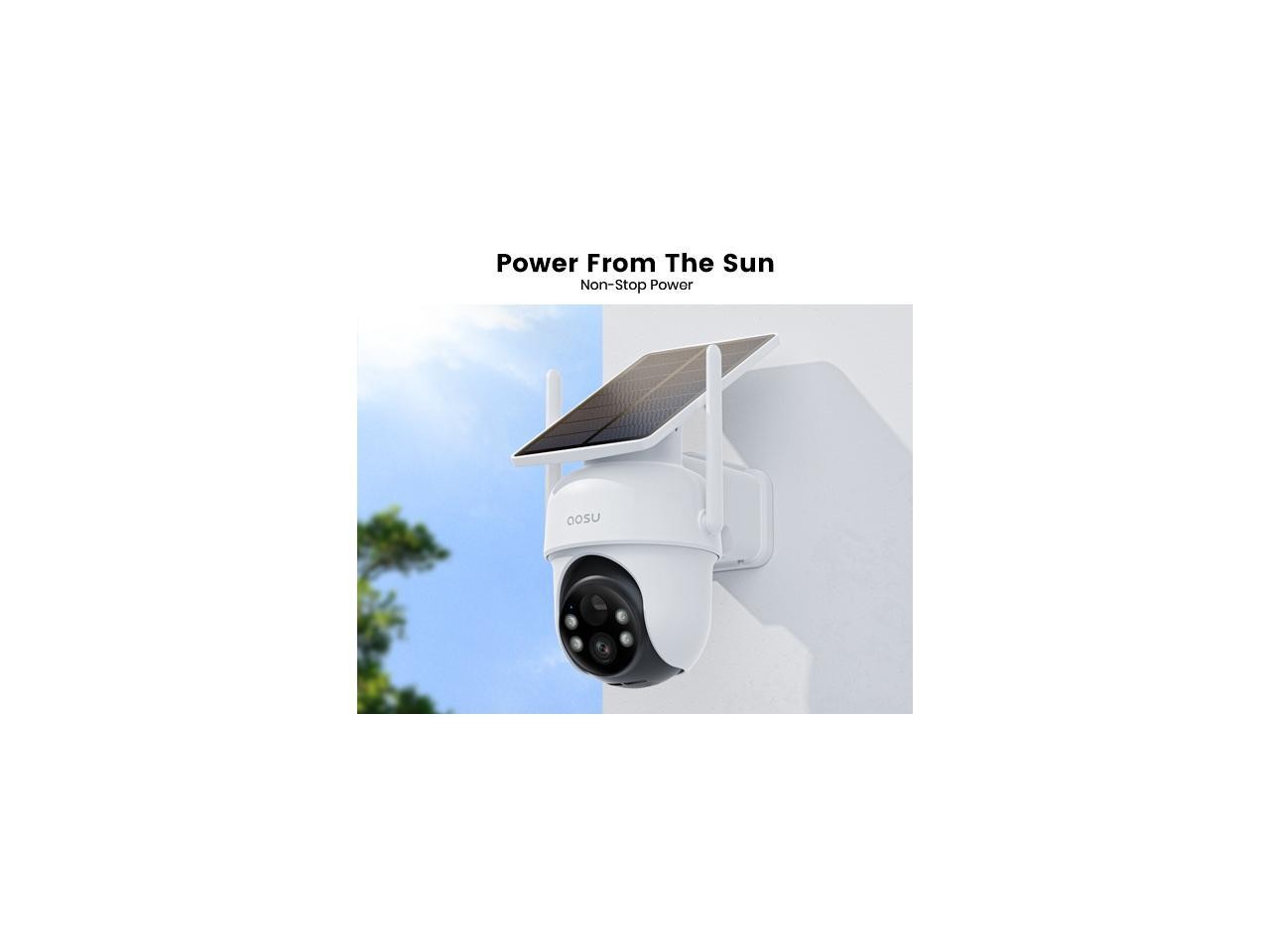 Aosu SolarCam D1 Classic 2K Outdoor PTZ Wi-Fi Turret Night Vision 2-Camera Kit w