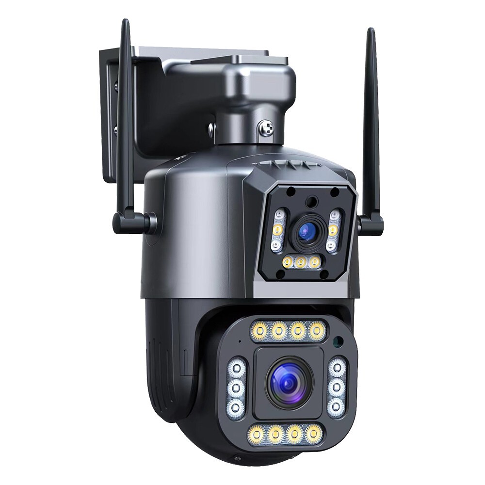 WiFi 8MP Wireless PTZ Camera Security CCTV Waterproof Two-Way Audio 2-Lens