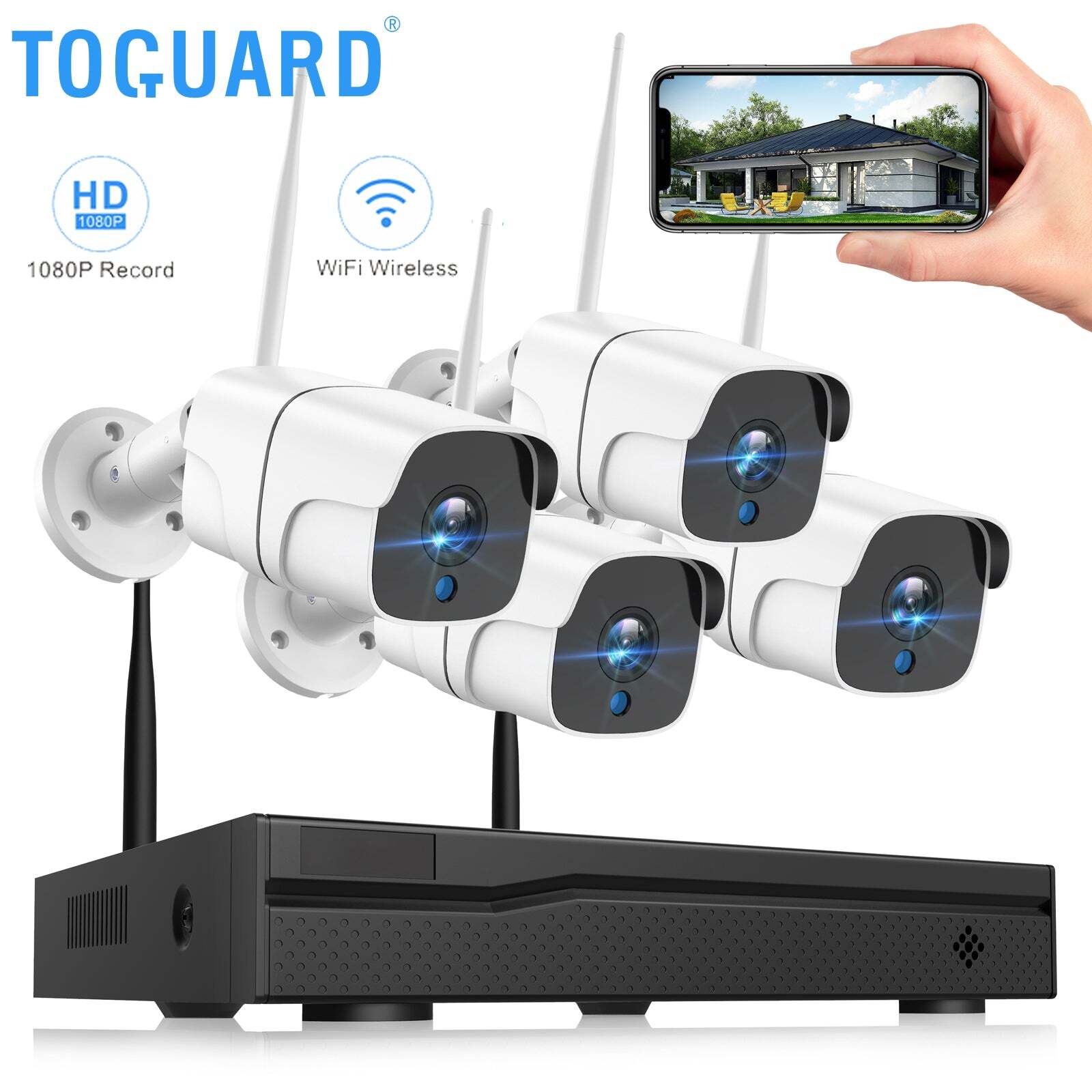1080P Outdoor Wireless Home Security Camera System 4x 2MP CCTV Cameras NVR Set