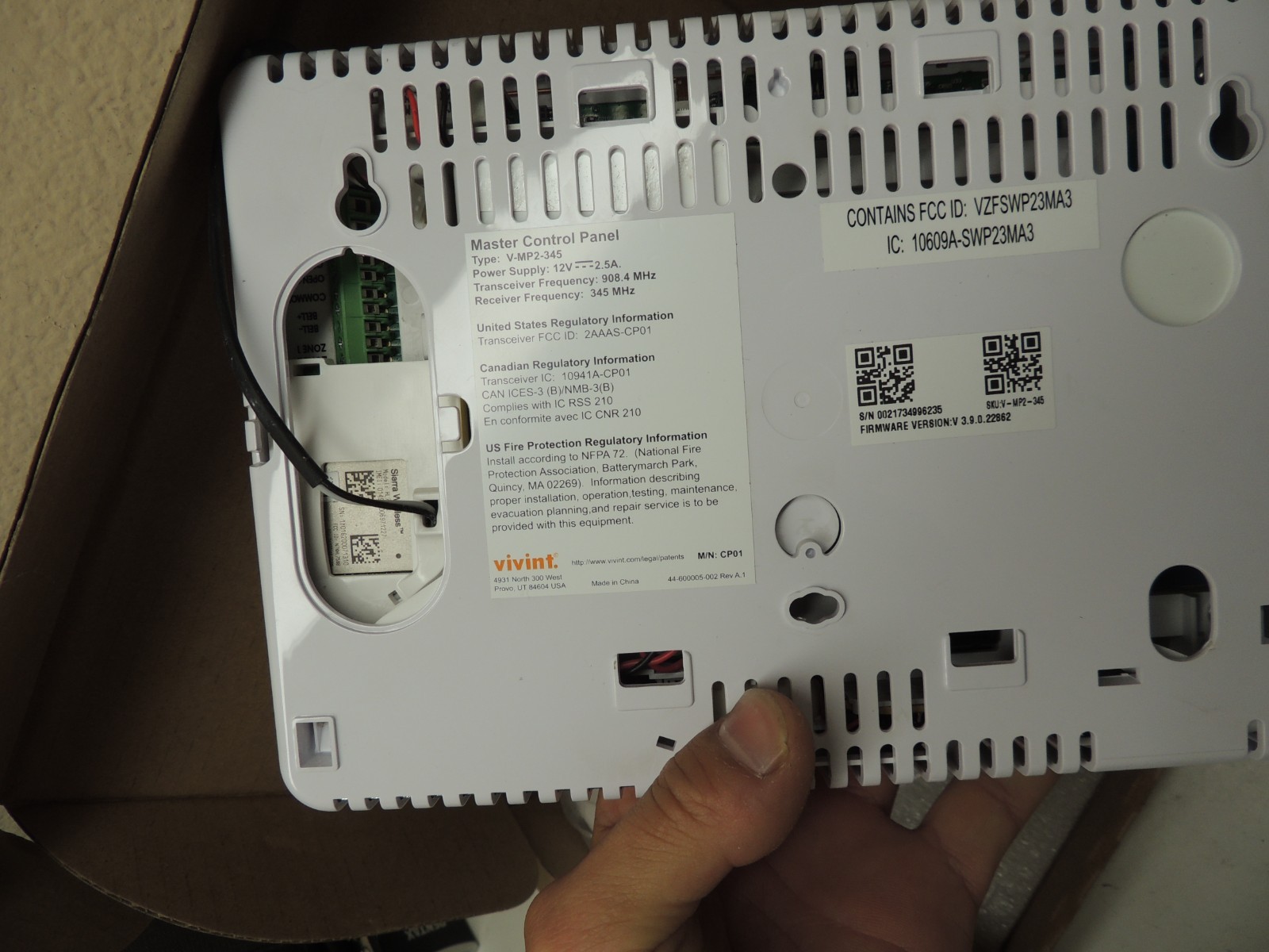 Vivint SkyControl 2.0 Master Control Panel V-MP2-345 Panel Open box