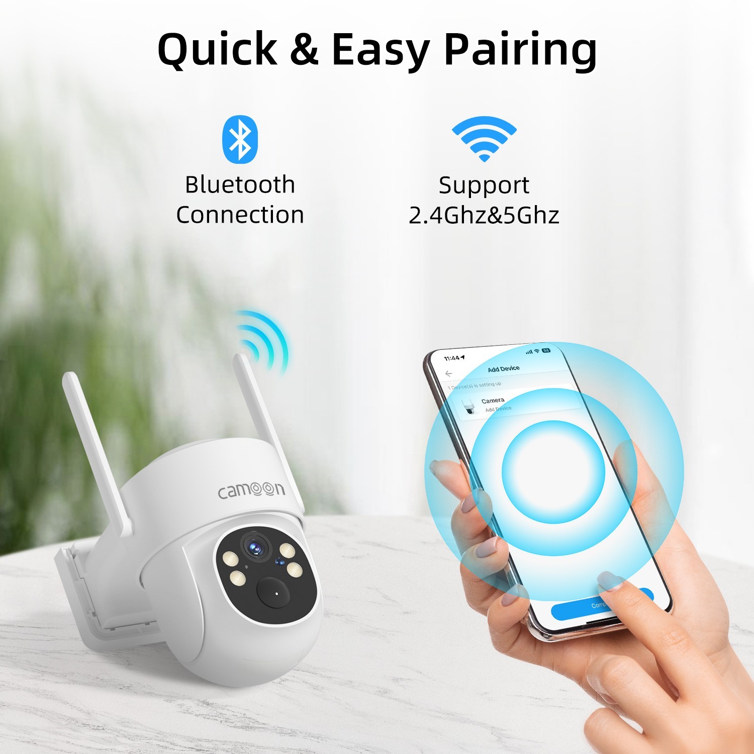 2K Solar Security Camera Outdoor Wireless 360° PTZ 4MP Color Night Vision