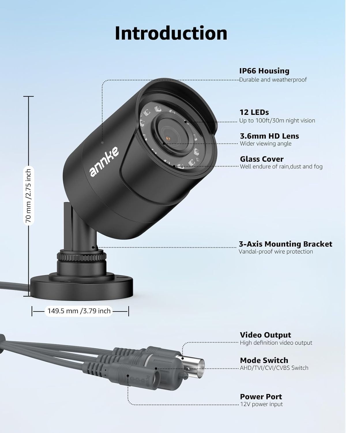 ANNKE Home Security Surveillance Camera 1080p 4IN1 CCTV Add-On – Black – E200