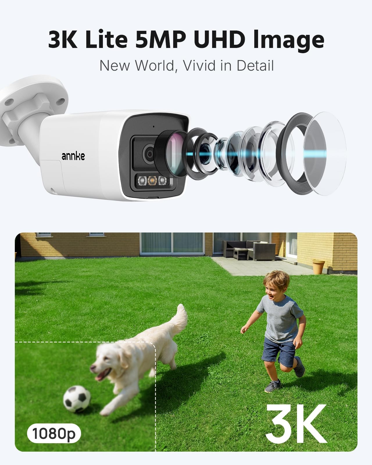 3K Two-Way Audio Security Camera System, 8CH 3K Lite H.265+ DVR with AI Human…