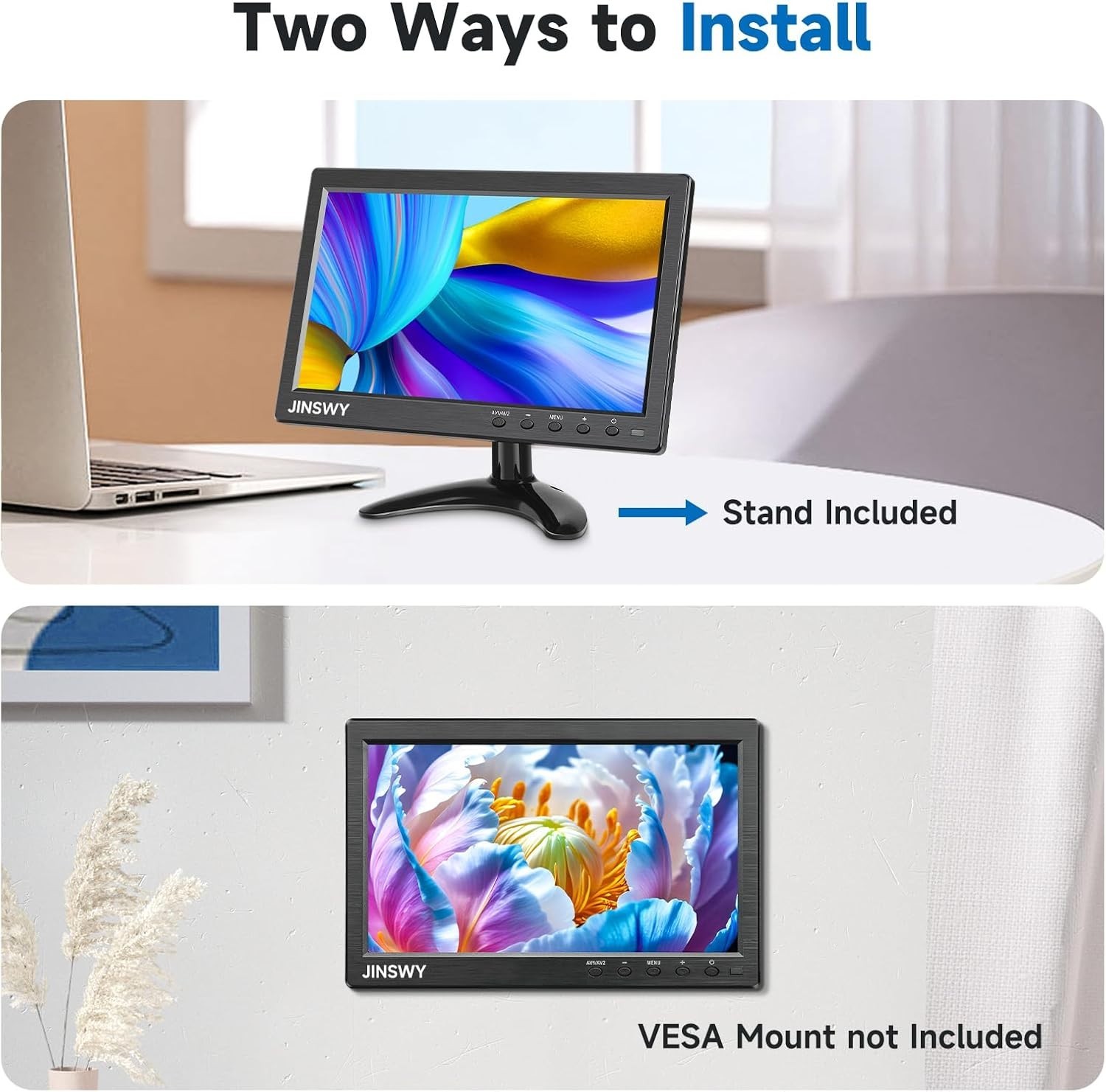 10.1″ HD Security Monitor – Versatile Mini Display with HDMI VGA BNC USB Ports