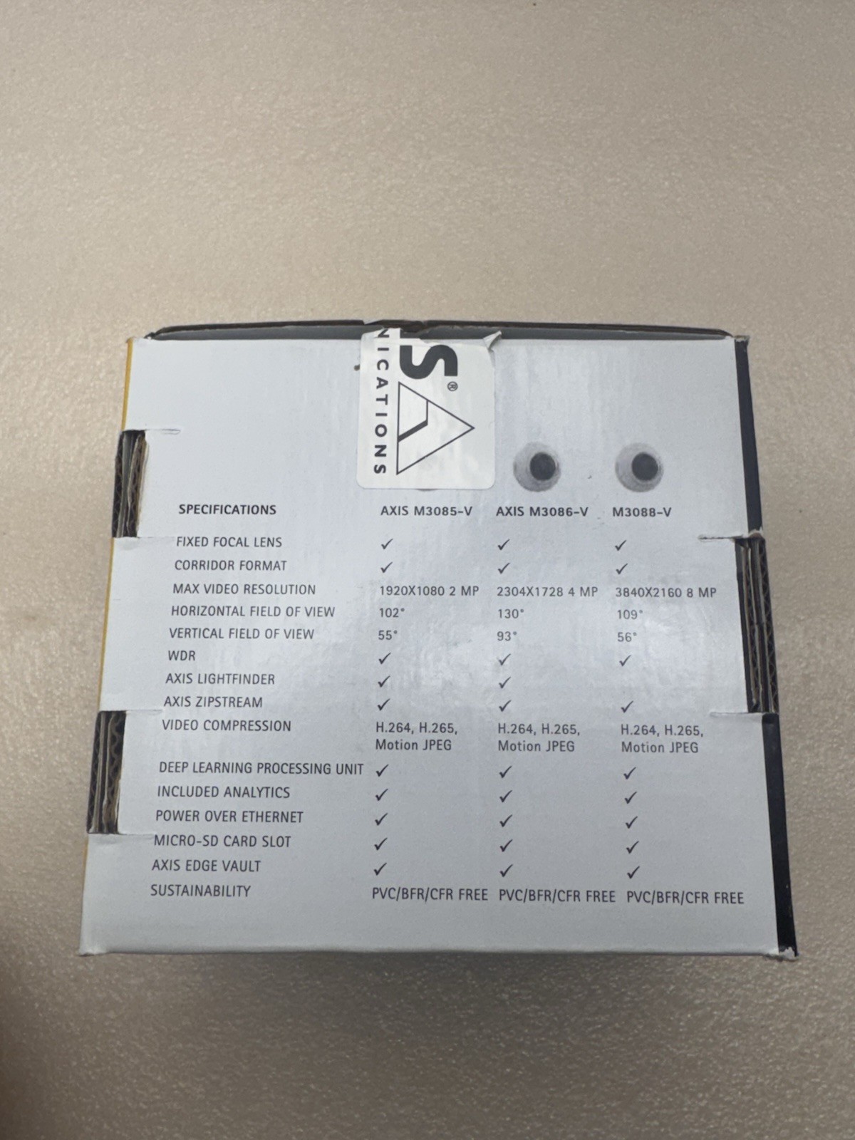 02373-001 AXIS M3085-V DOME NETWORK CAMERA