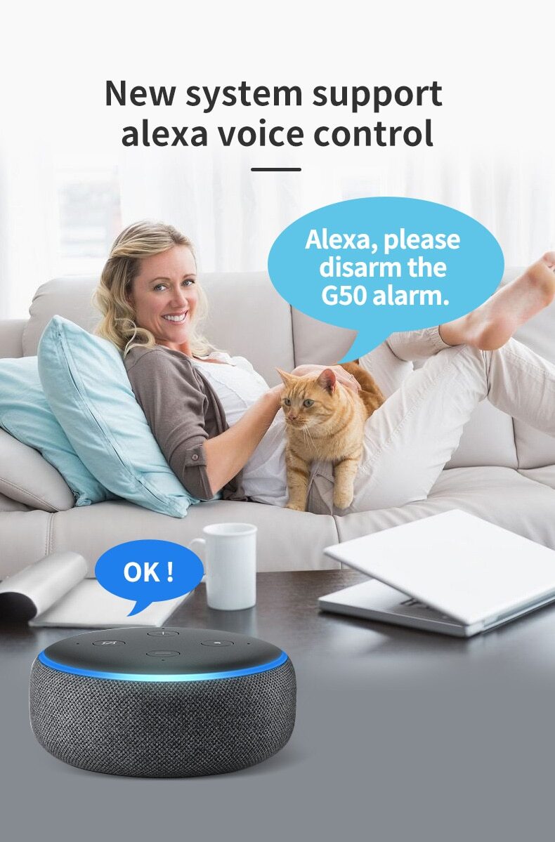 Sistema de Alarma para Casa Security Alarm System Wireless WIFI GSM Alexa Google