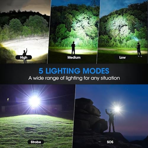 4 Pack Rechargeable LED Flashlights High Lumens Super Bright Waterproof 5 Modes