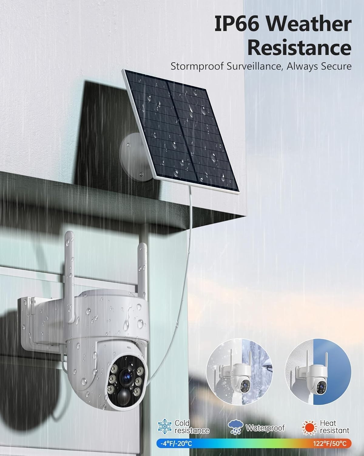 High-Performance 2K Solar Security Cameras: Wireless, Weatherproof, 4-Pack