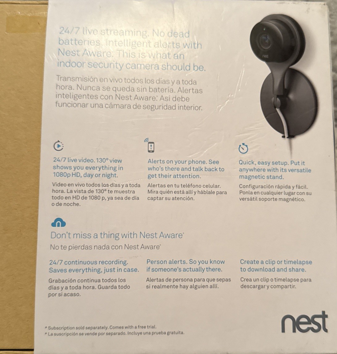 Nest NC1102ES 1080p Security Camera. Brand New. Open Box