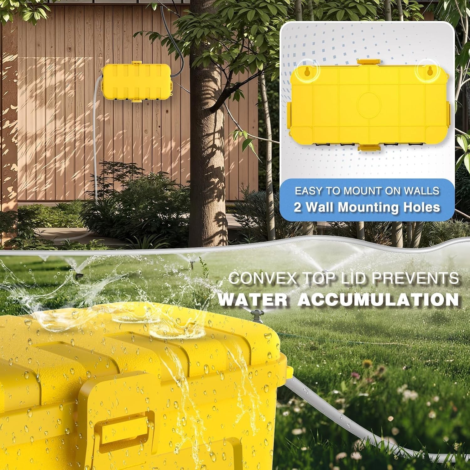 Flemoon Medium Outdoor Electrical Box (11.5×5.2×4 inch), IP54 1 Pack, Yellow