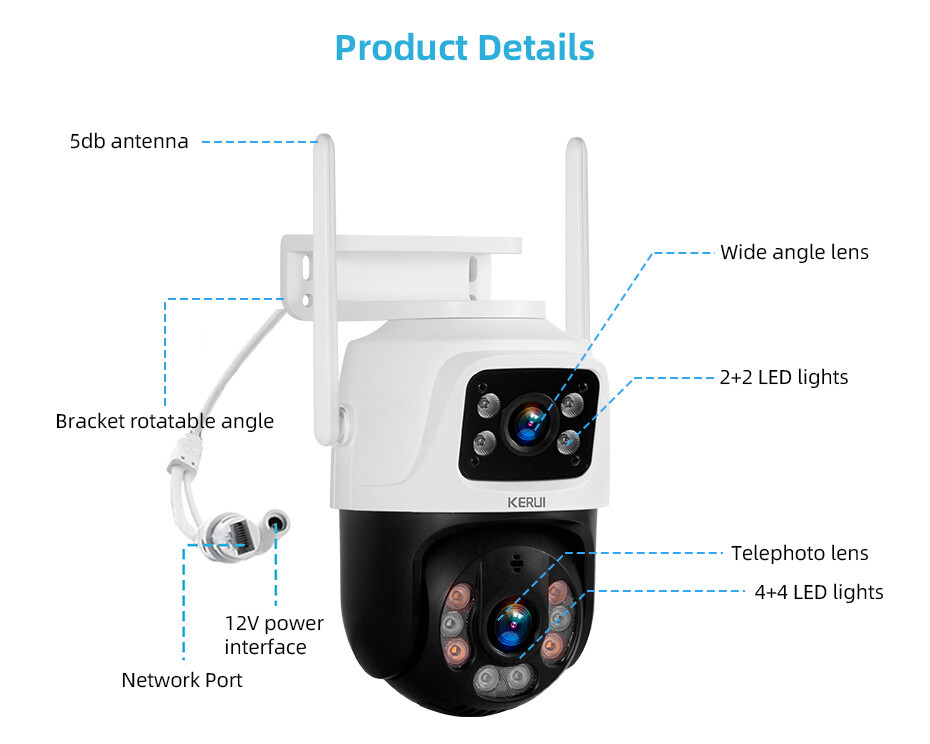 3PACK 6MP Home Security CCTV Video Surveillance Camera Outdoor Human Detection
