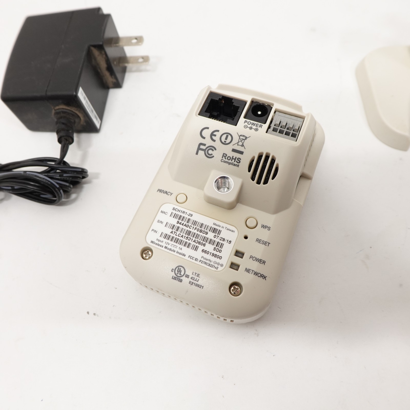 LifeShield SCH1R1-29 White & Black Wired SCH1R0 Camera with Stand & Power Cable