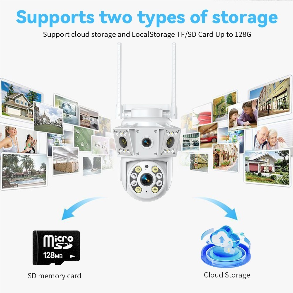 1080P 2MP Wireless WIfi Camera Multi Lens Surveillance Camera Two Way Intercom
