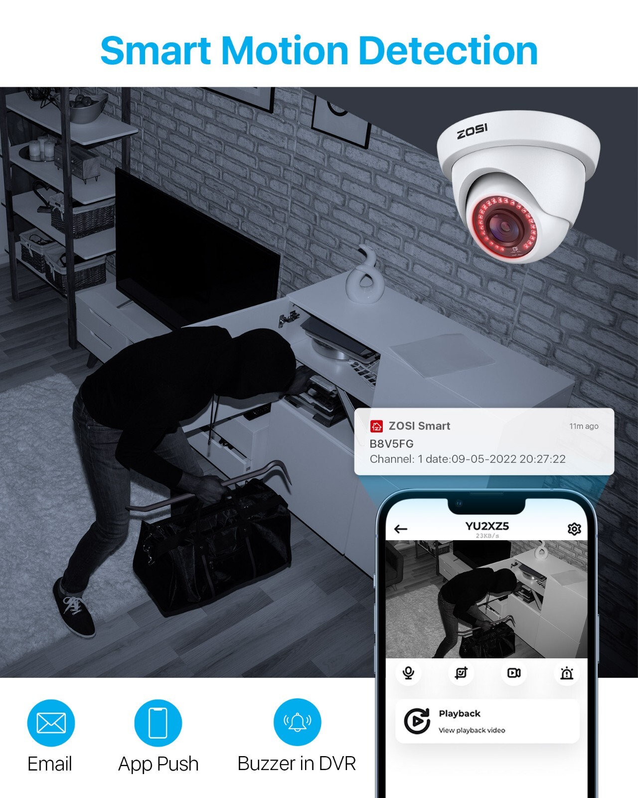 ZOSI H.265 Home Security Camera System 1080p with Hard Drive 1T 8CH 5MP Lite DVR