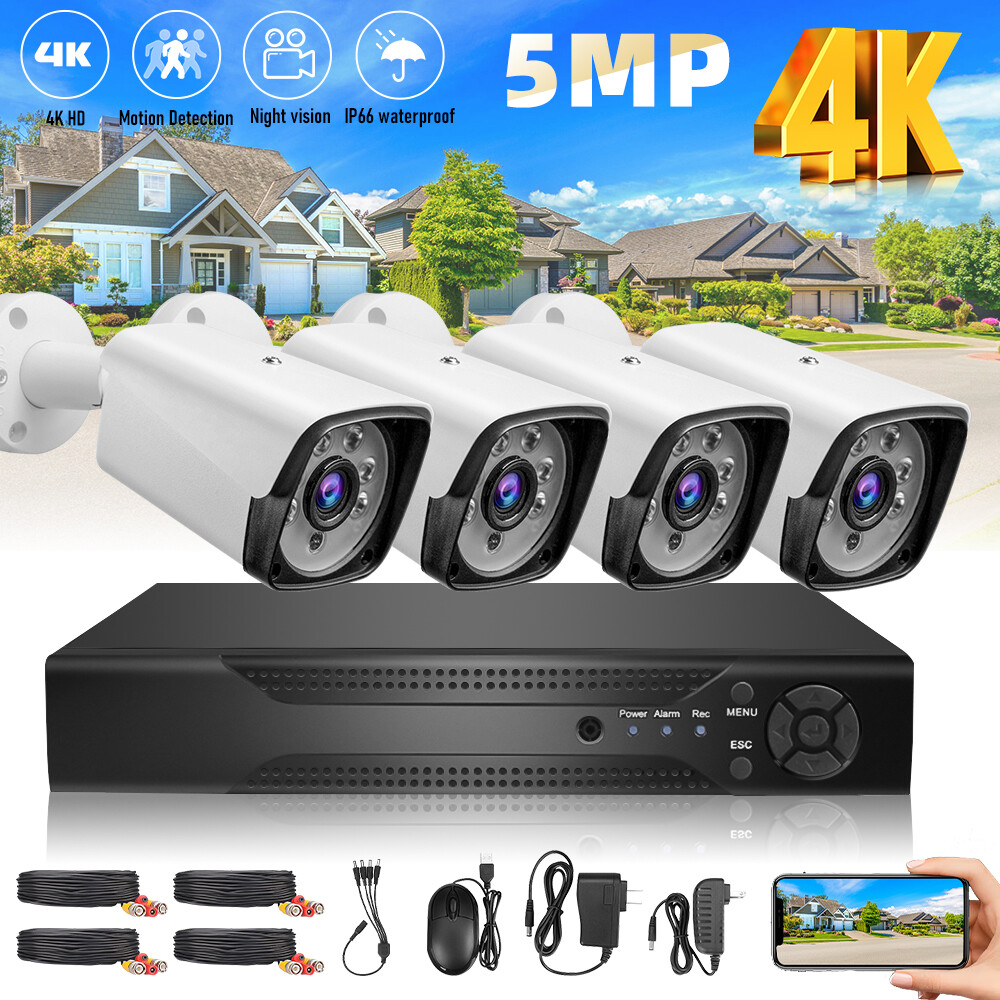 4Camaras De Seguridad Wifi Exterior 4K 5MP Inalambrica Con Vision Nocturna Video