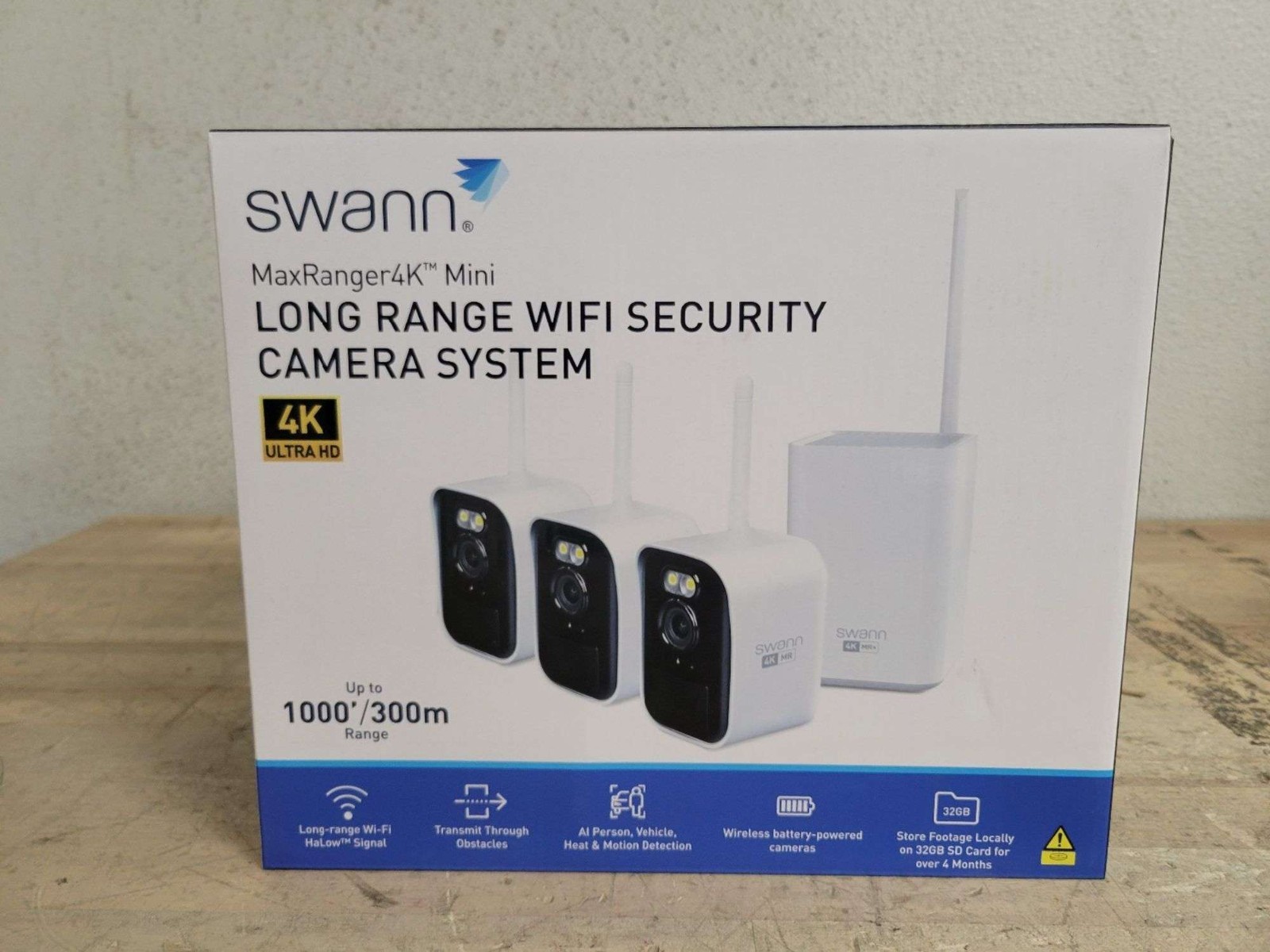 Swann MaxRanger4K 3-Camera Long-Range Wireless Security System NO MONTHLY FEE