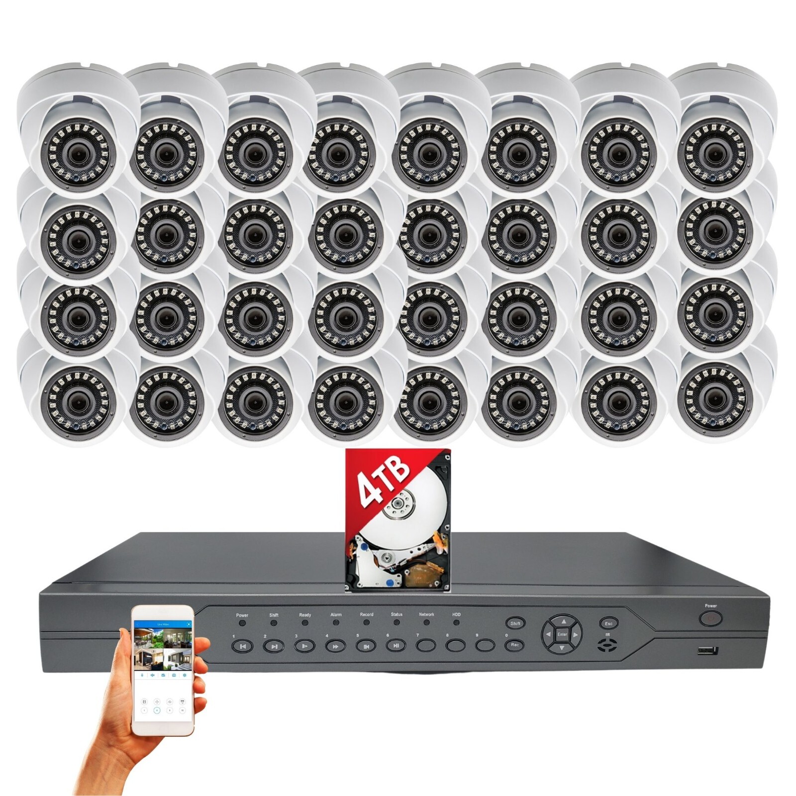 1080P HD 32 Dome Security Camera Surveillance System 4TB HDD Recording