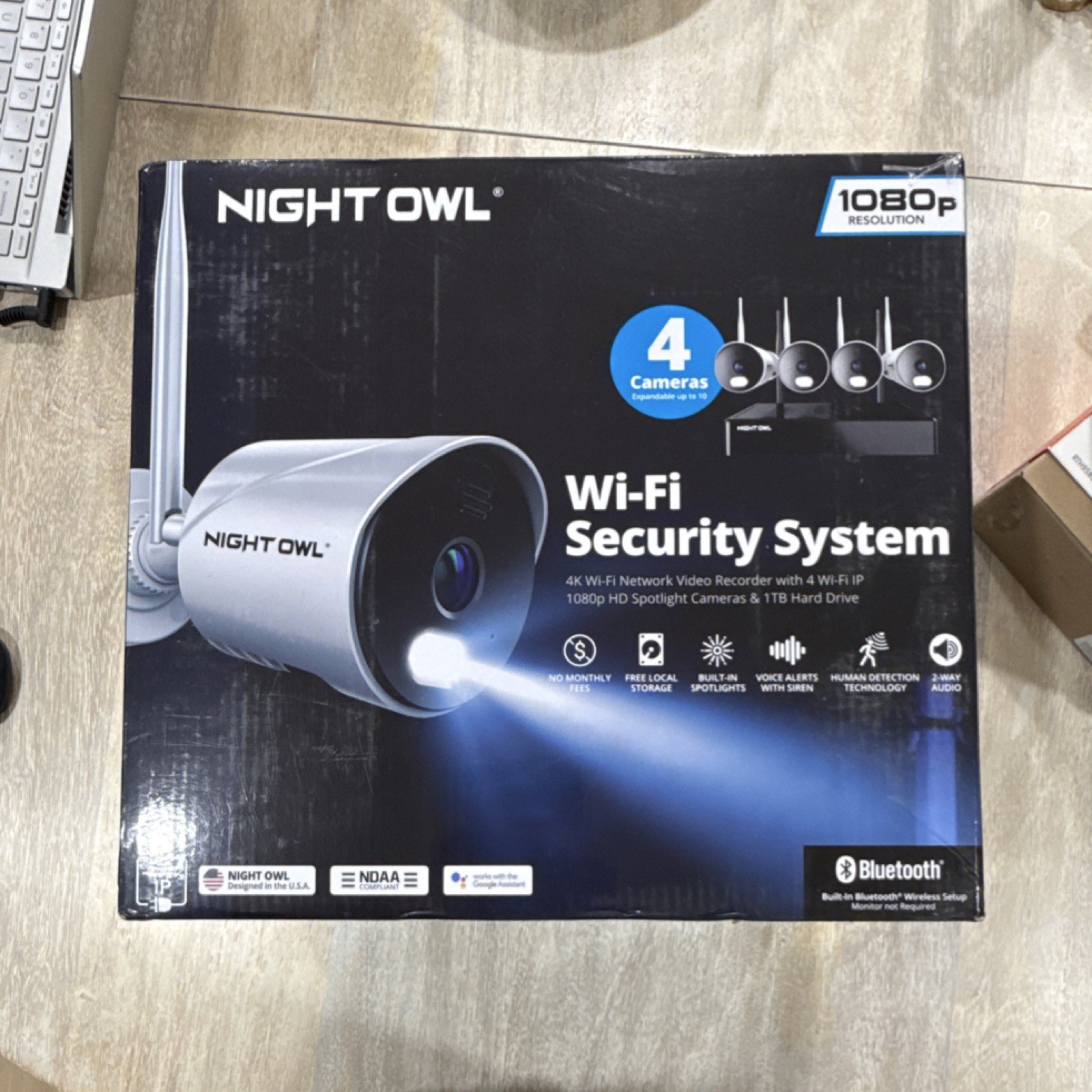 Night Owl Wi-Fi Bluetooth 4 Cameras 1080p Spotlights Voice Alerts 1TB