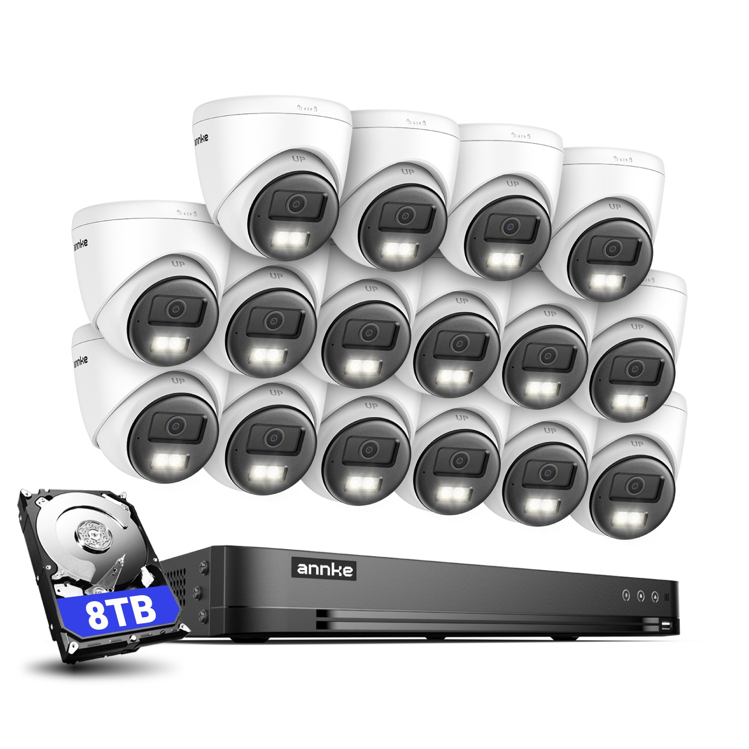 ANNKE 16CH 4K DVR 5MP Two Way Audio Security Camera System AI Color Night Vision