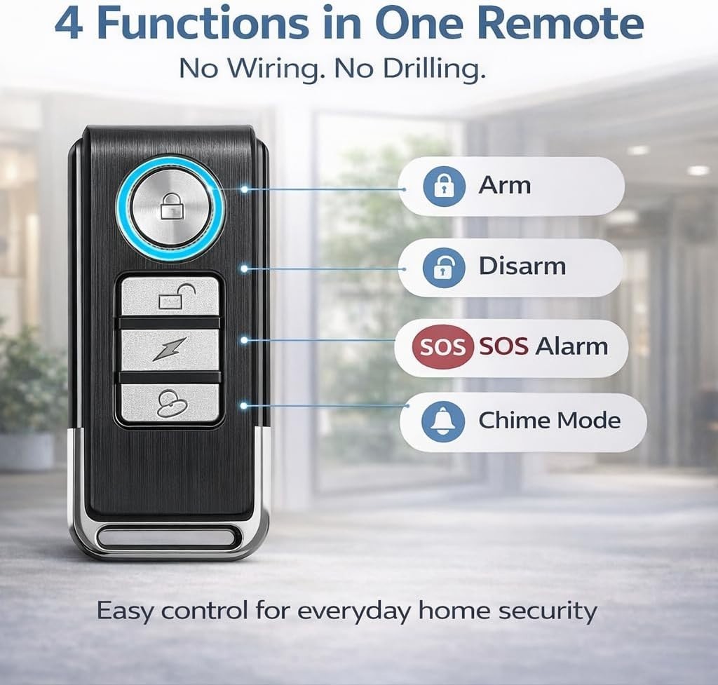 Wireless Remote Door Alarm Magnetic Security Sensor 105dB for Kids Safety