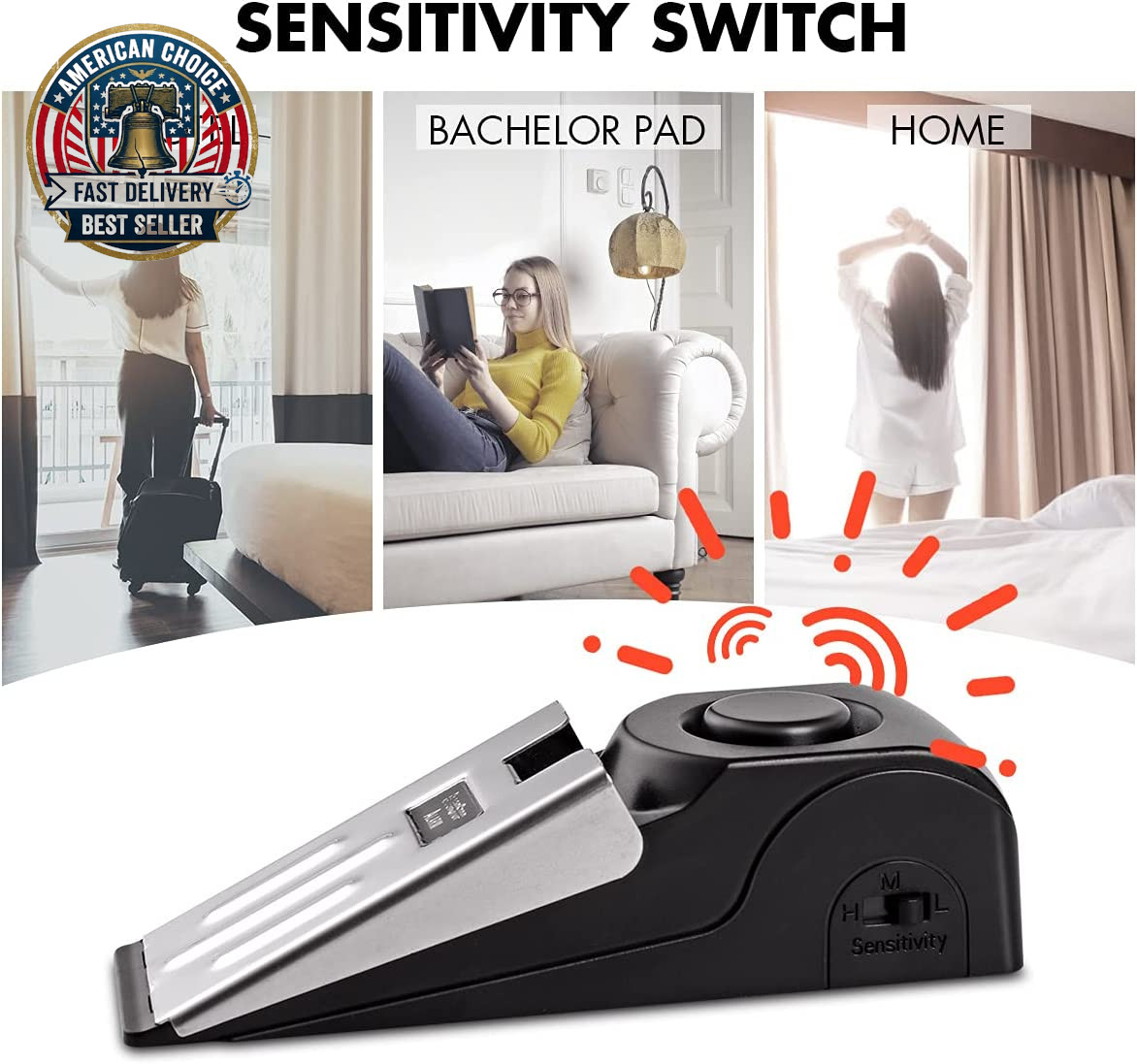 Door Stop Alarm, Door Stopper Security for Home Travel Apartment with 120DB Sire