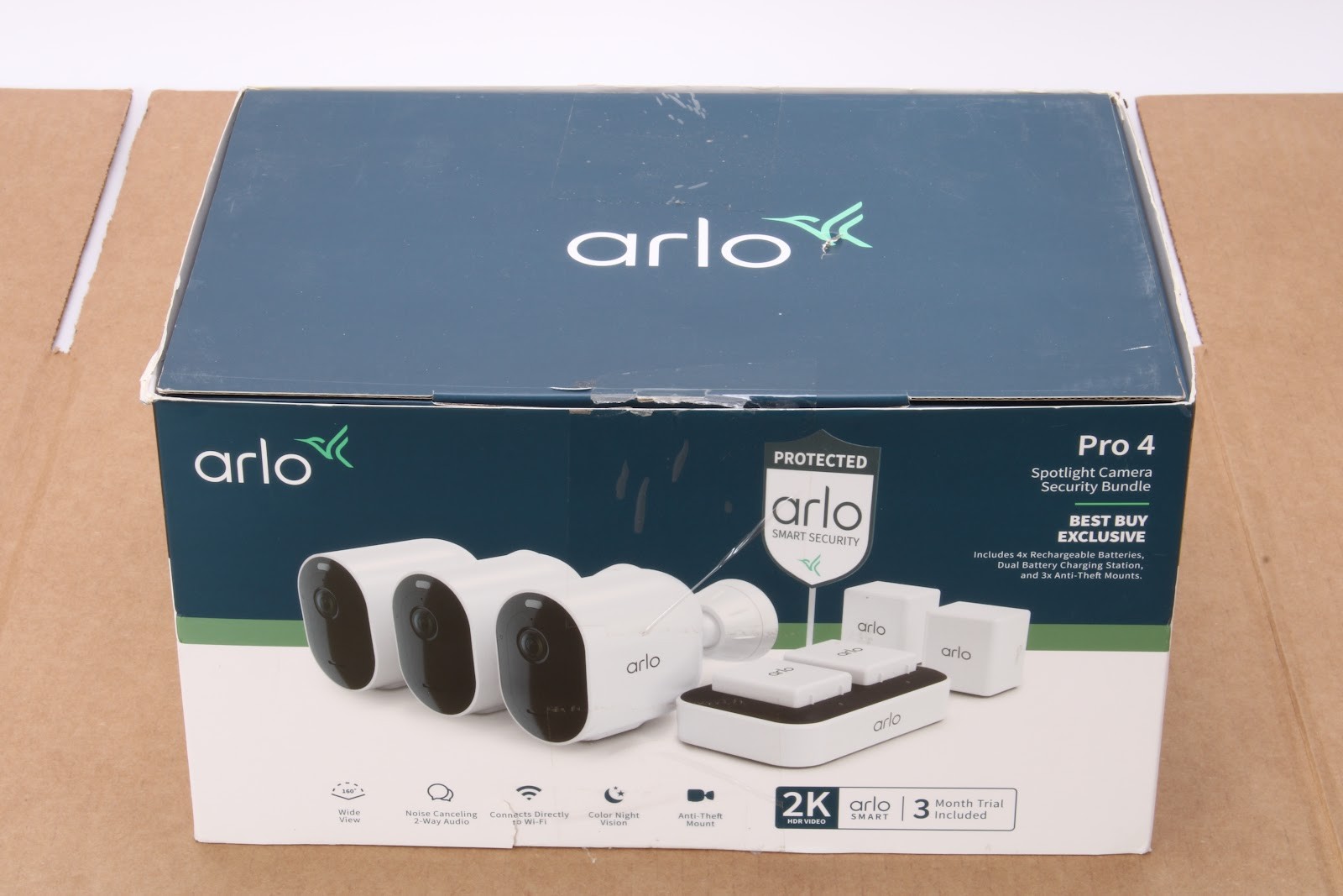 Arlo VMC4350P-1BYNAS Pro 4 Spotlight Camera Security Bundle With Accessories