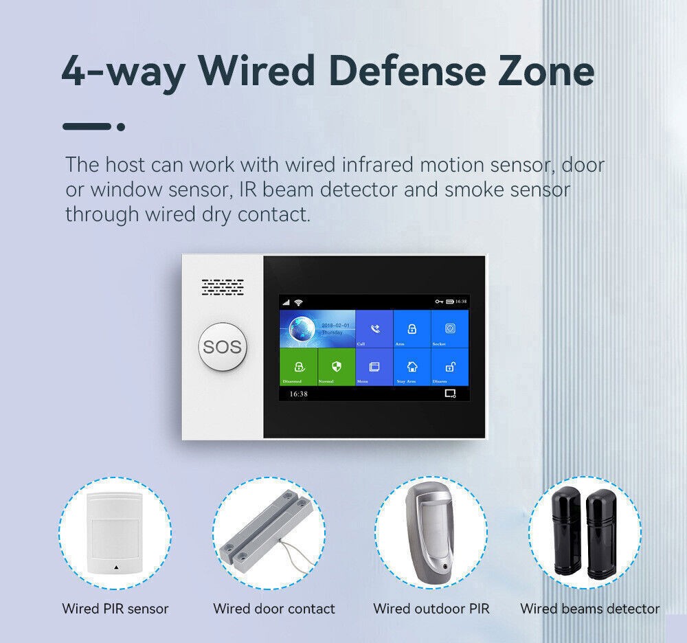 TUYA WiFi+4G 3G GSM Smart Home Security Alarm System w/Touch Keypad PIR DOOR