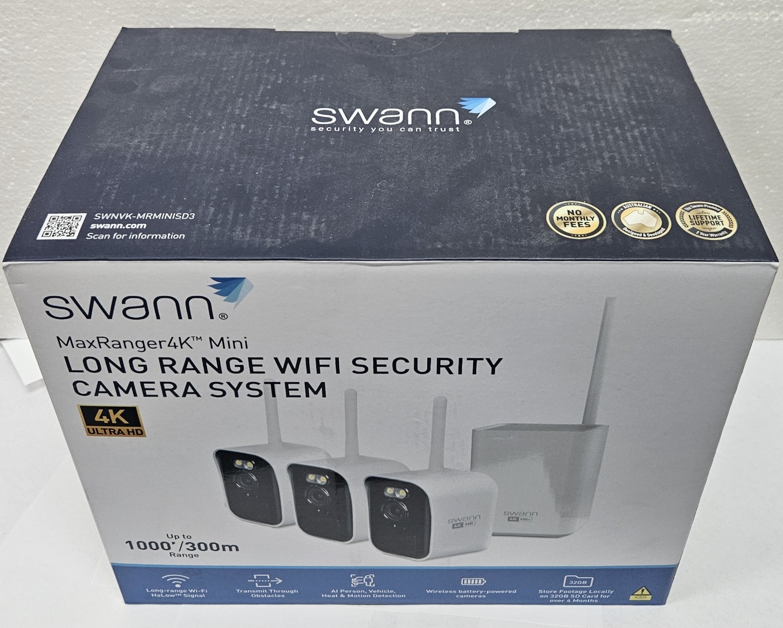 Swann MaxRanger4K Mini 3-Camera Long-Range Wireless Security System
