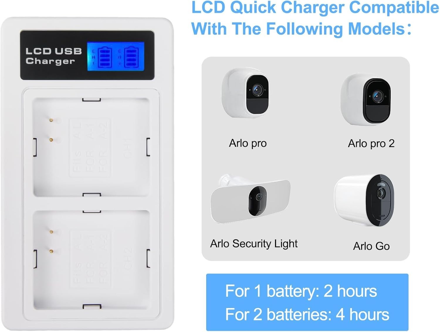 7.2V 2-Pack Arlo Pro Batteries + Dual Charger Bundle