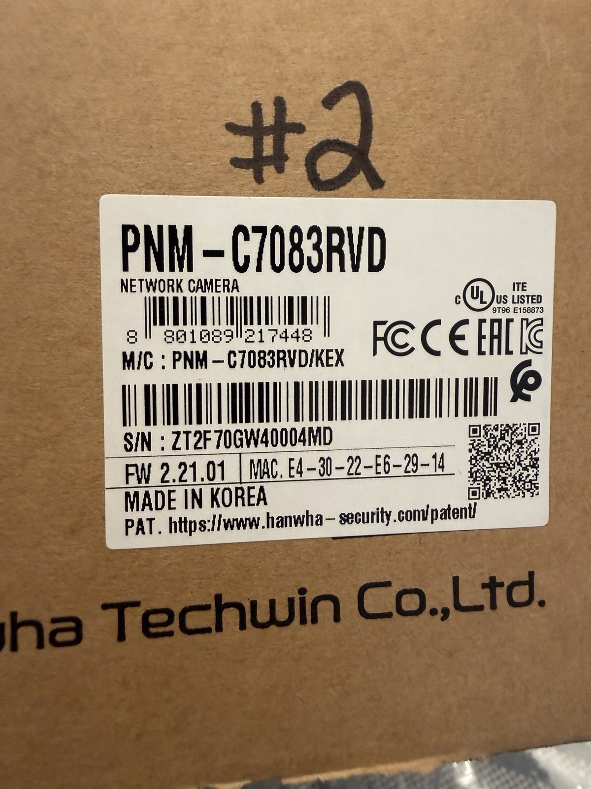 Hanwha Techwin PNM-C7083RVD Multi-Sensor IP Network Dome Camera, Ethernet