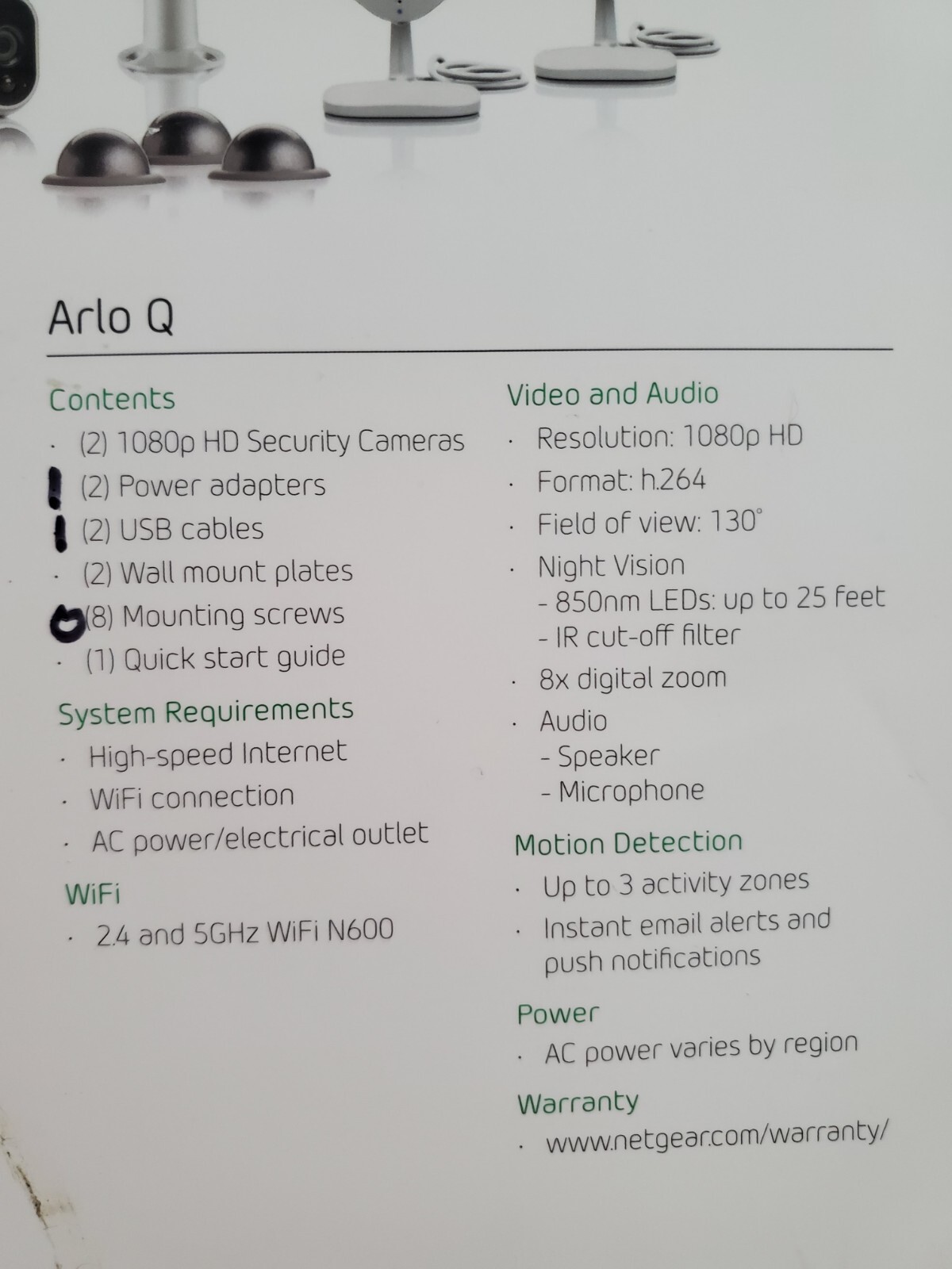 ARLO Netgear 5 camera VMK3500 wireless 1080 HD security System Used